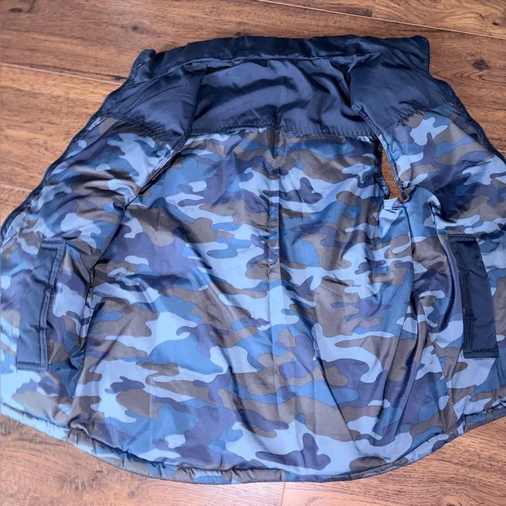 Gap Boy Reversible Camo Jacket Puffer Vest Navy Blue Youth L